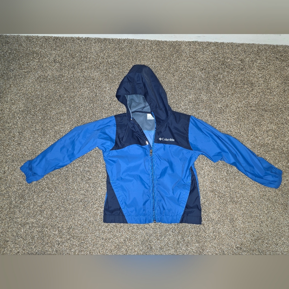 Columbia Navy and Light Blue Hooded Windbreaker 4/5